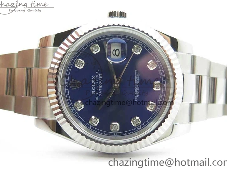 MiroTime 0125 Sporty DateJust 126334 SS Noob 1:1 904L Best Edition Blue Dial Diamond on Oyster Bracelet A 3164